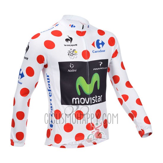 Movistar Lider Cycling Jersey Bib Tight 2013 Men Long Sleeve White and Red